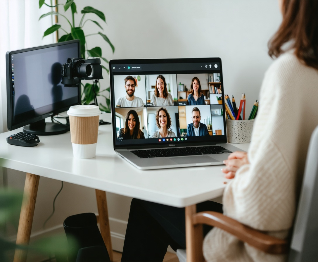 Eine Person nimmt konzentriert an einem Online-KI-Kurs teil